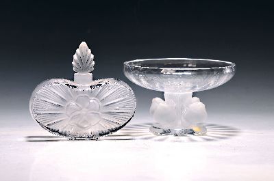 Image 26973516 - Fußschale und Flakon, Lalique, France, 2. Hälfte 20. Jh., Schale Nogent, mit ...