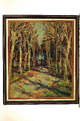 26973545k - Philippe Steinmetz, 1900-1987 Landau, Haus am Ende einer Allee, ÖL/Lwd, rechts unten ...