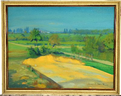 26973546k - Hermann Croissant, 1897-1963 Landau, Aquarell, Blick aus dem Atelierfenster vor ...