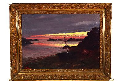 26973568k - Wohl Jean-Baptiste F. France, 1844-1903, spätromantische Flusslandschaft bei ...