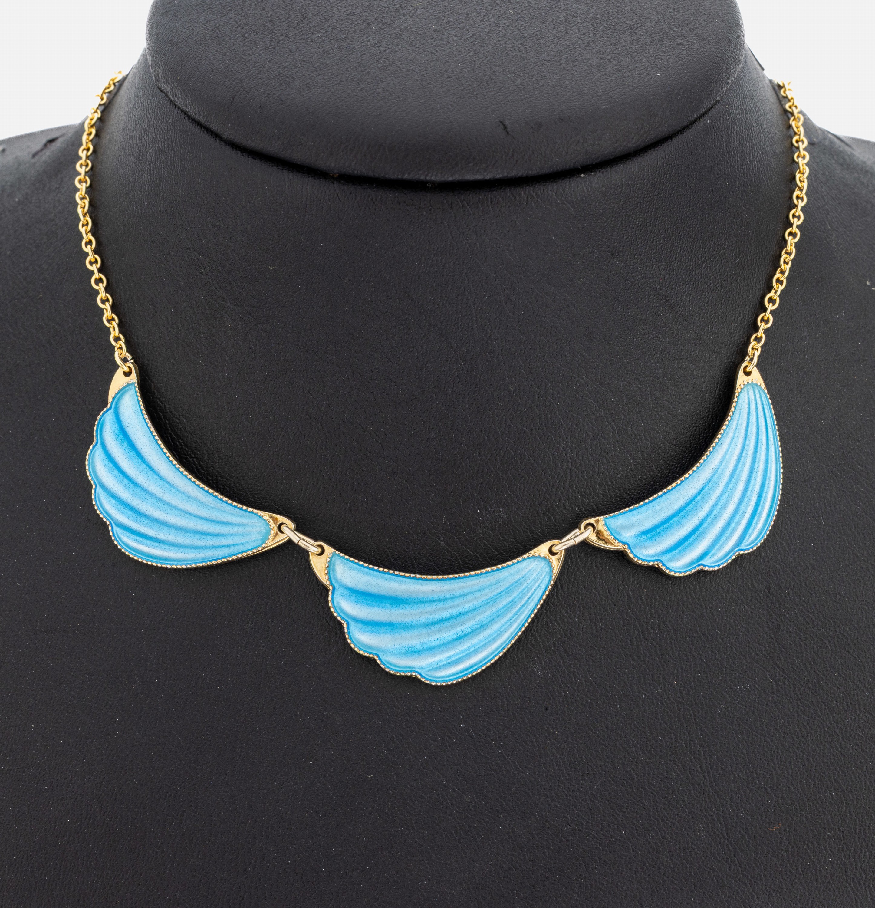 Image 26973641 - Collier mit Email, 925er Silber verg., Mittelteil aus 3 geschwungenen Gliedern mit ...