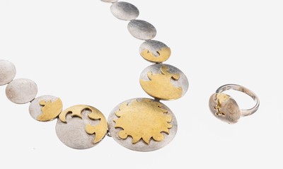 Image 26973634 - Designer Schmuckset, Silber gepr., best. aus: 1 Collier, sat., runde Glieder im ...