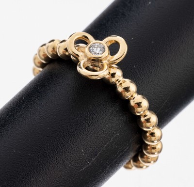 Image 26973642 - 14 kt Gold Brillant-Ring, GG 585/000, Ringschiene aus kl. Kugeln, abstrakt ...