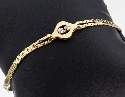 Image 26973650 - 14 kt Gold Diamant-Armband, GG 585/000, ovales Mittelteil mit 2 kl. 8/8-Diamanten, L. ...