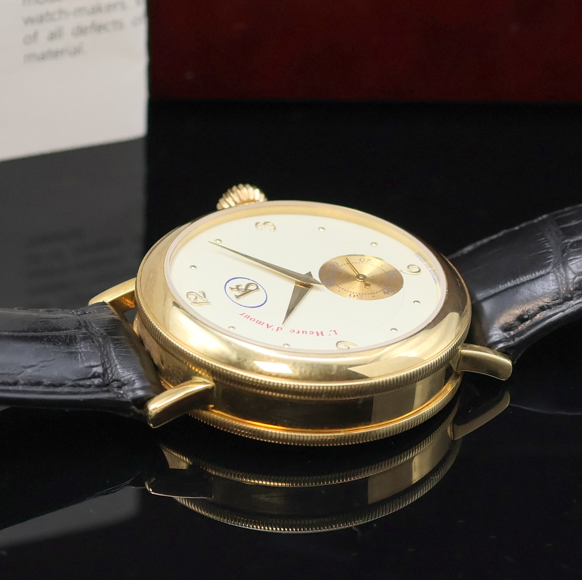 Detail c: VALUE SWISS auf 99 Stück limitierte Herrenarmbanduhr Serie L'heure D`Amour in GG 750/000, Handaufzug, Schweiz um 2000, massiv GG 750/000 inkl. ...