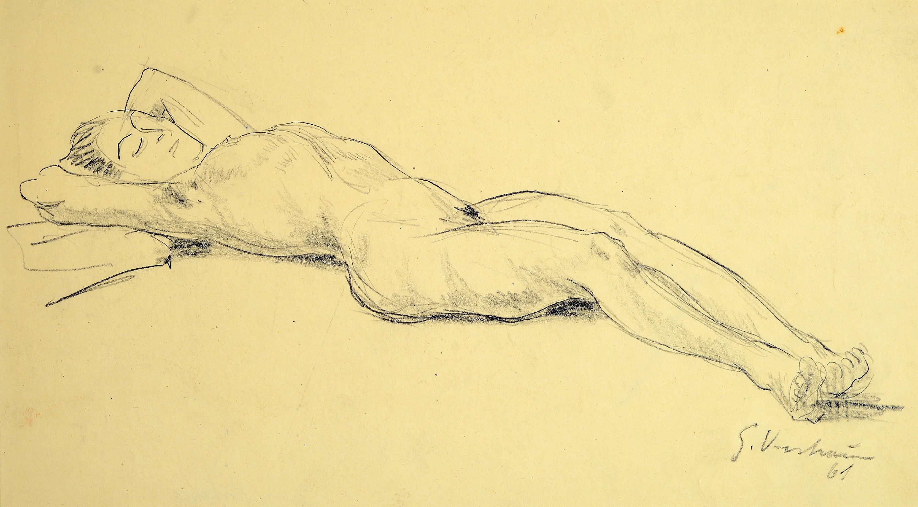 Image 26973732 - Georg Vorhauer, 1903 Paris-1987 Neustadt, Bleistiftzeichnung, Studie, liegender ...