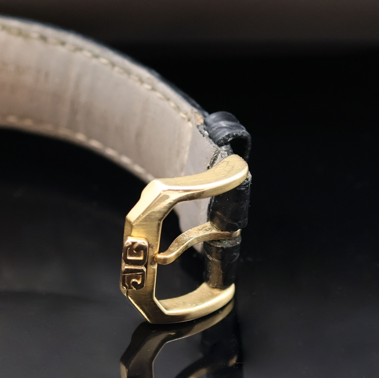 Detail b: GLASHÜTTE ORIGINAL Armbanduhr Senator Karrée in RoseG 750/000, Automatik, Deutschland um 2000, beids. vergl. Geh. inkl. Lederband (zu ern.) m. ...