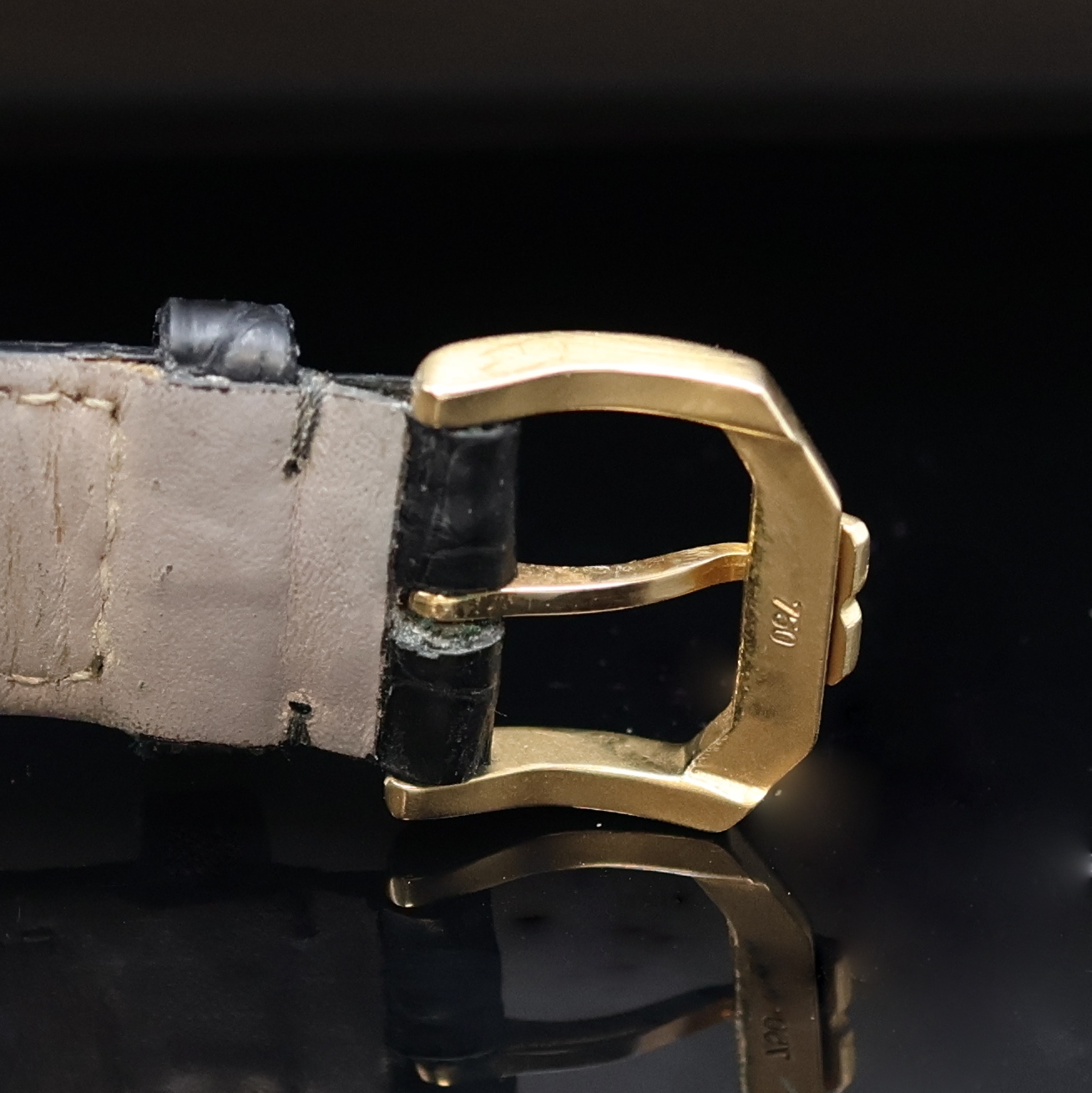 Detail c: GLASHÜTTE ORIGINAL Armbanduhr Senator Karrée in RoseG 750/000, Automatik, Deutschland um 2000, beids. vergl. Geh. inkl. Lederband (zu ern.) m. ...