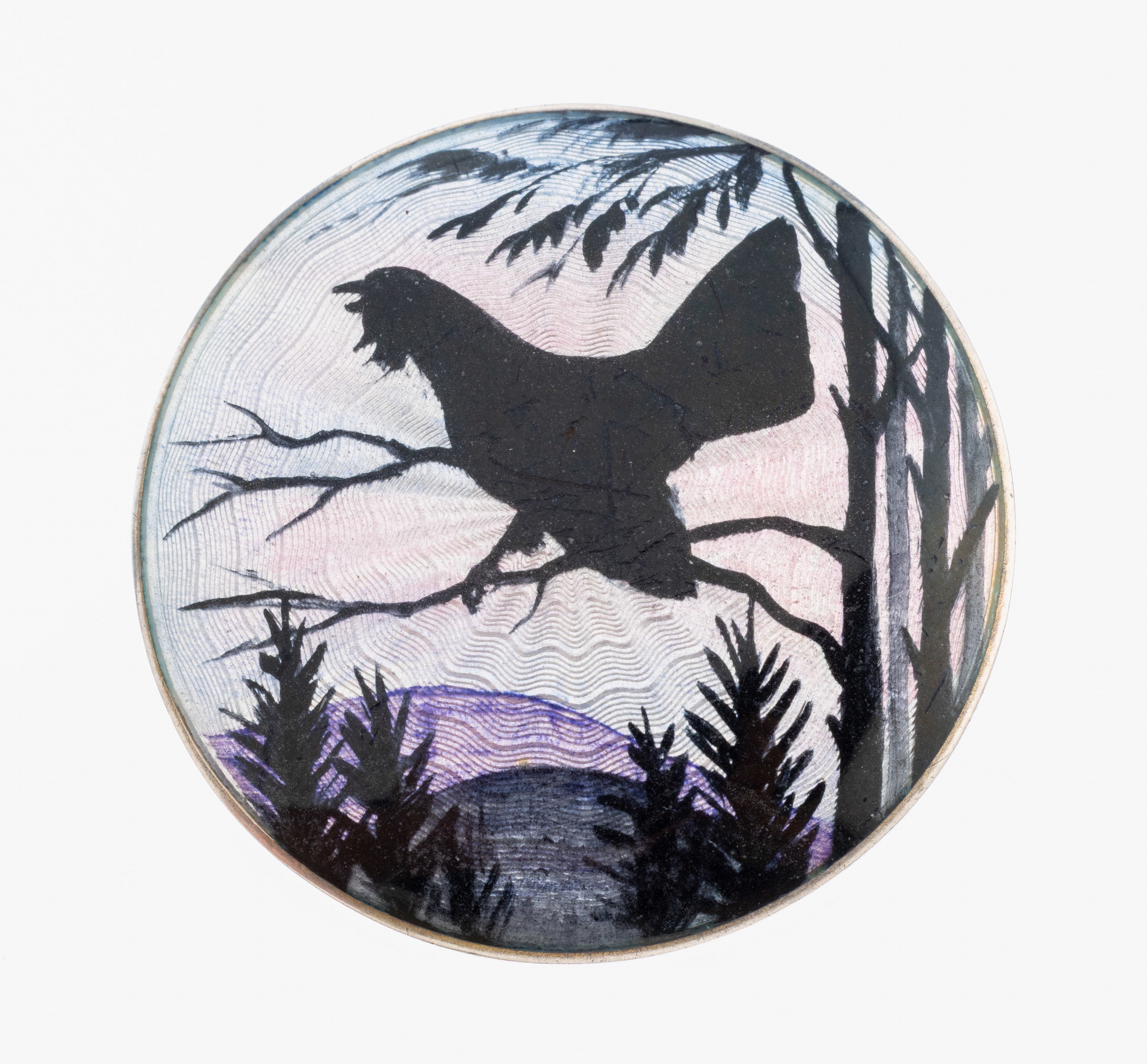 Image 26973741 - Brosche mit Email, 925er Silber, rund, polychromes Email auf guillochiertem Grund, ...