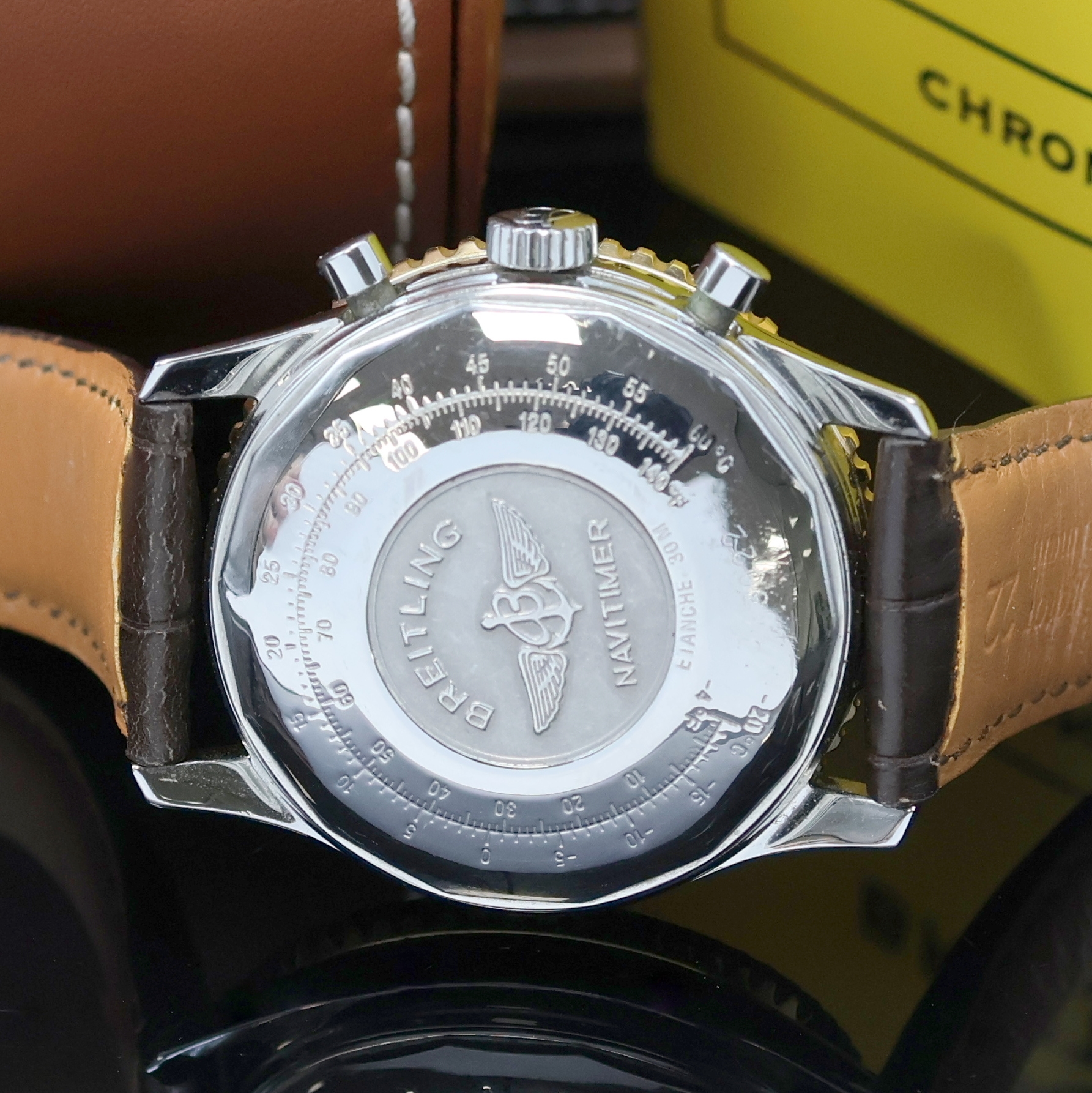 Detail c: BREITLING Armbandchronograph Old Navitimer Referenz D13022, Automatik, Schweiz um 1998, Edelstahlgeh. inkl. Lederband, Lünette in GG beids. drehb., ...