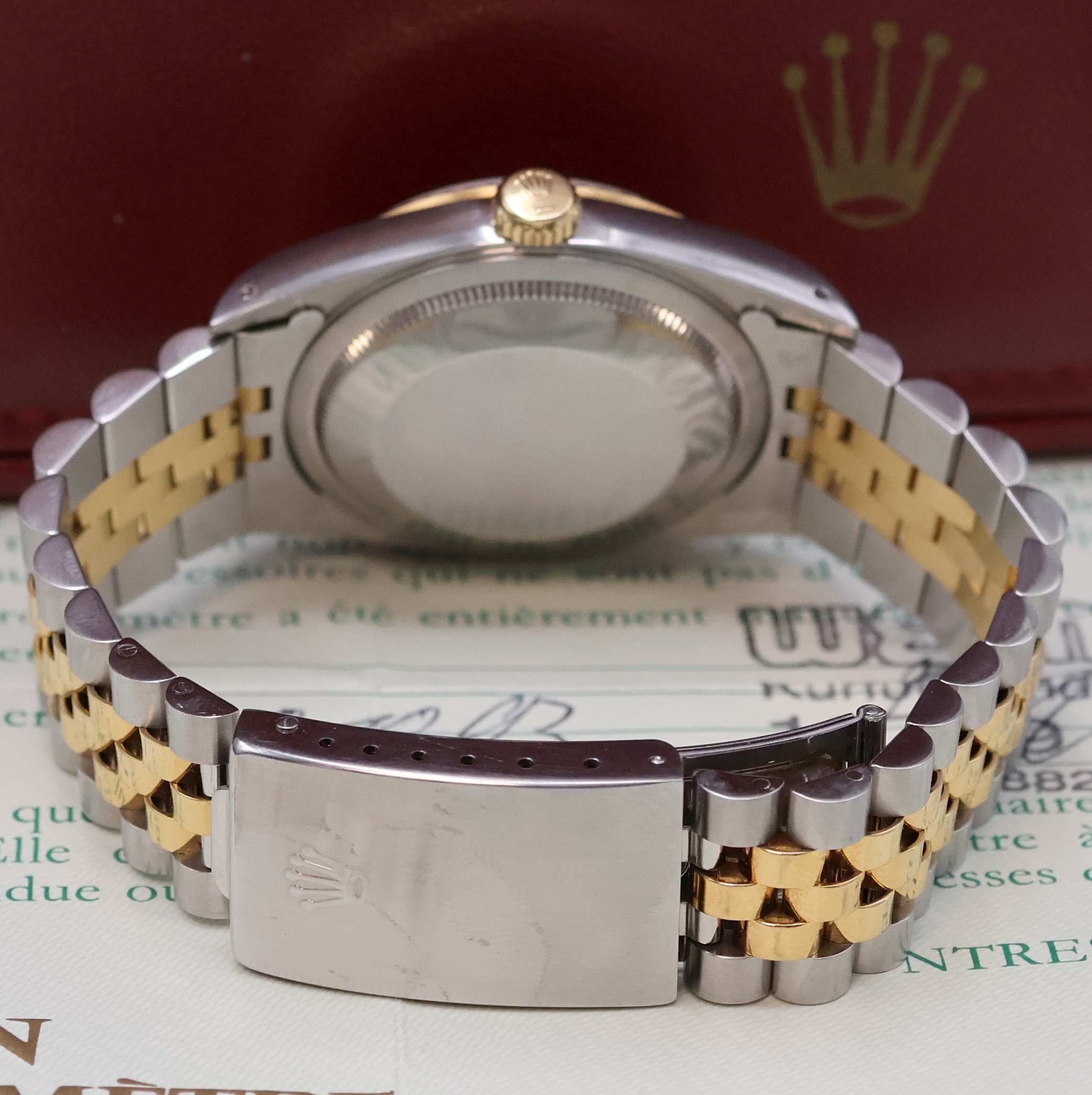 Detail b: ROLEX Oyster Perpetual Datejust Armbanduhr Referenz 16233, Schweiz verk. lt. beil. Zertifikat 10/1993, Automatik, X-Serie, LC 100, Chronometer der ...