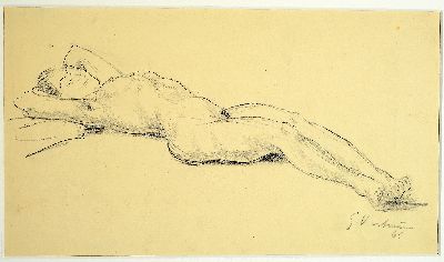 26973732k - Georg Vorhauer, 1903 Paris-1987 Neustadt, Bleistiftzeichnung, Studie, liegender ...