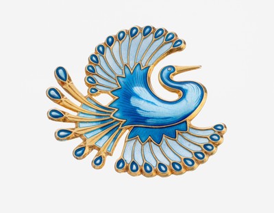 Image 26973746 - DAVID ANDERSEN Brosche mit Email, 925er Silber verg., Darstellung eines Vogels, mit ...