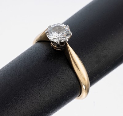 Image 26973756 - 14 kt Gold Diamant-Ring, GG 585/000, Altschliffdiamant ca. 0.90 ct Weiß/p1, RW ...