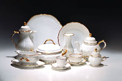 Image Speise-, Kaffee- und Teeservice, Rosenthal, Sanssouci, Porzellan, Reliefzier, Goldrand ...