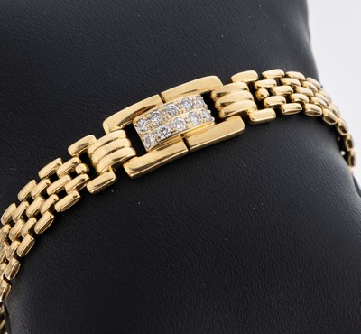 Image 26973816 - 18 kt Gold Brillant-Armband, GG 750/000, Backsteinoptik, Mittelteil mit 10 Brillanten ...