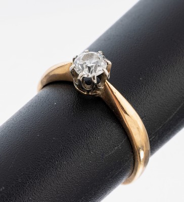 Image 26973965 - 14 kt Gold Diamant-Ring, um 1900-1910, GG 585/000, in Platin gefasster ...