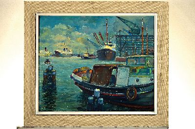 26973975k - Kurt Thorandt, 1902-1985 Frankfurt, "Emden Überseehafen 1964" so verso ...