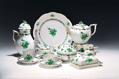 Image 26973995 - Kaffee- und Teeservice, Herend, Apponyi grün, Kaffeekanne, Teekanne mit ...
