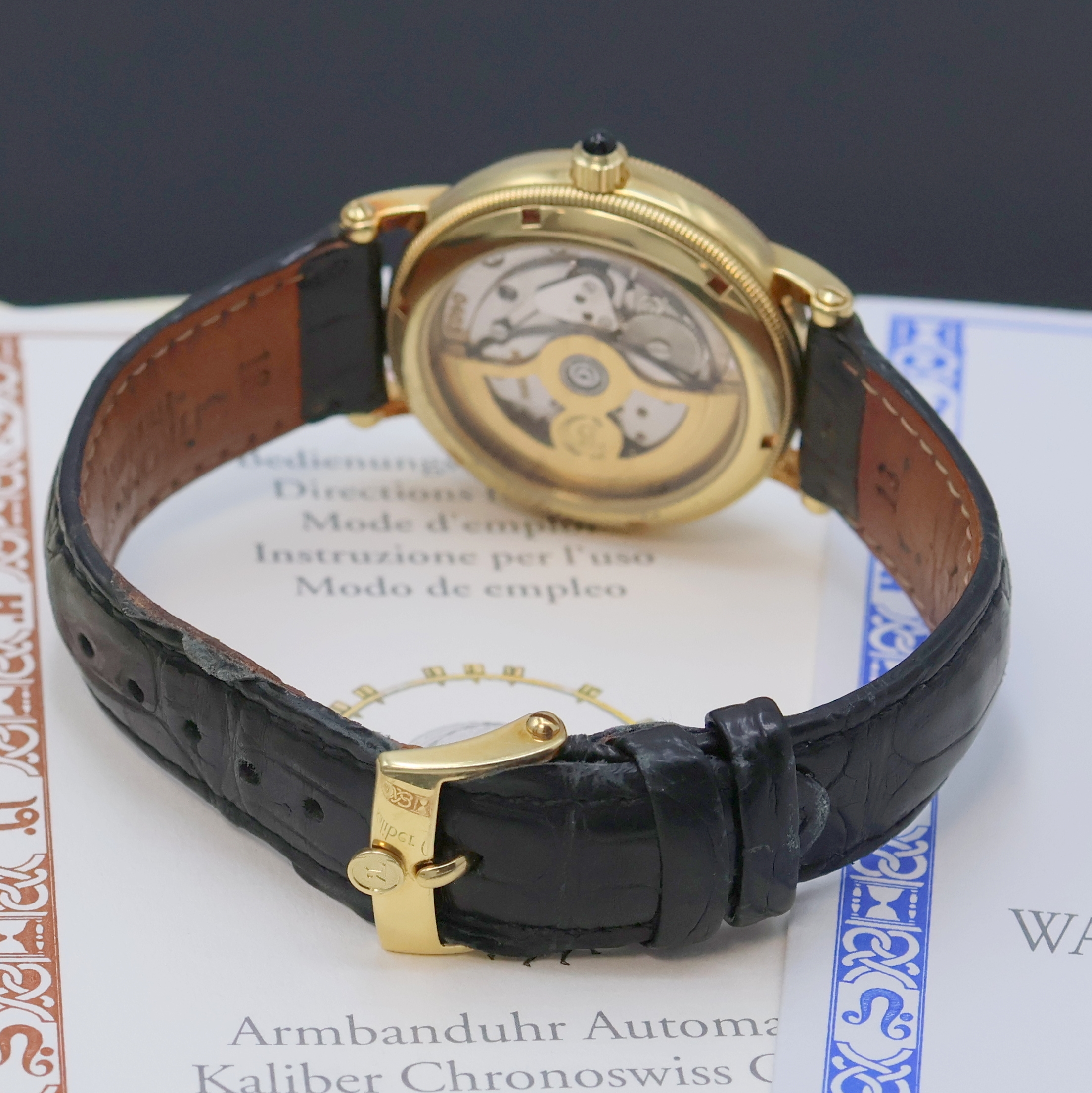 Detail b: CHRONOSWISS Orea Automatique Herrenarmbanduhr in GG 750/000 Referenz CH 1261, Automatik, beids. vergl. Geh. inkl. orig. Lederband m. orig. GG 750/000 ...