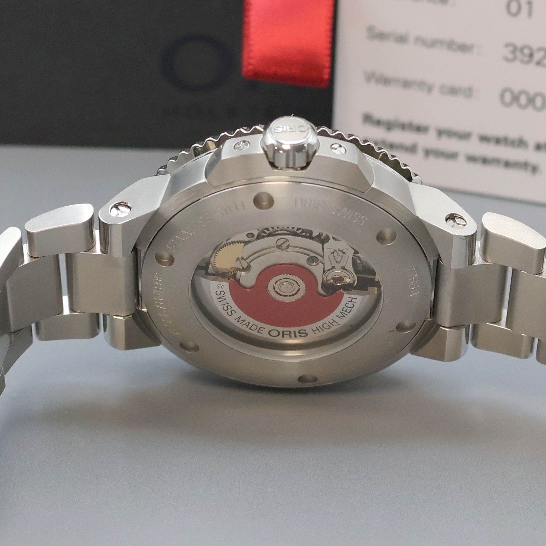 Detail d: ORIS Aquis Herrenarmbanduhr in Stahl Referenz 7766A, Schweiz um 2015, Automatik, beids. vergl. Geh. in Edelstahl inkl. Gliederband m. Faltschl., ...
