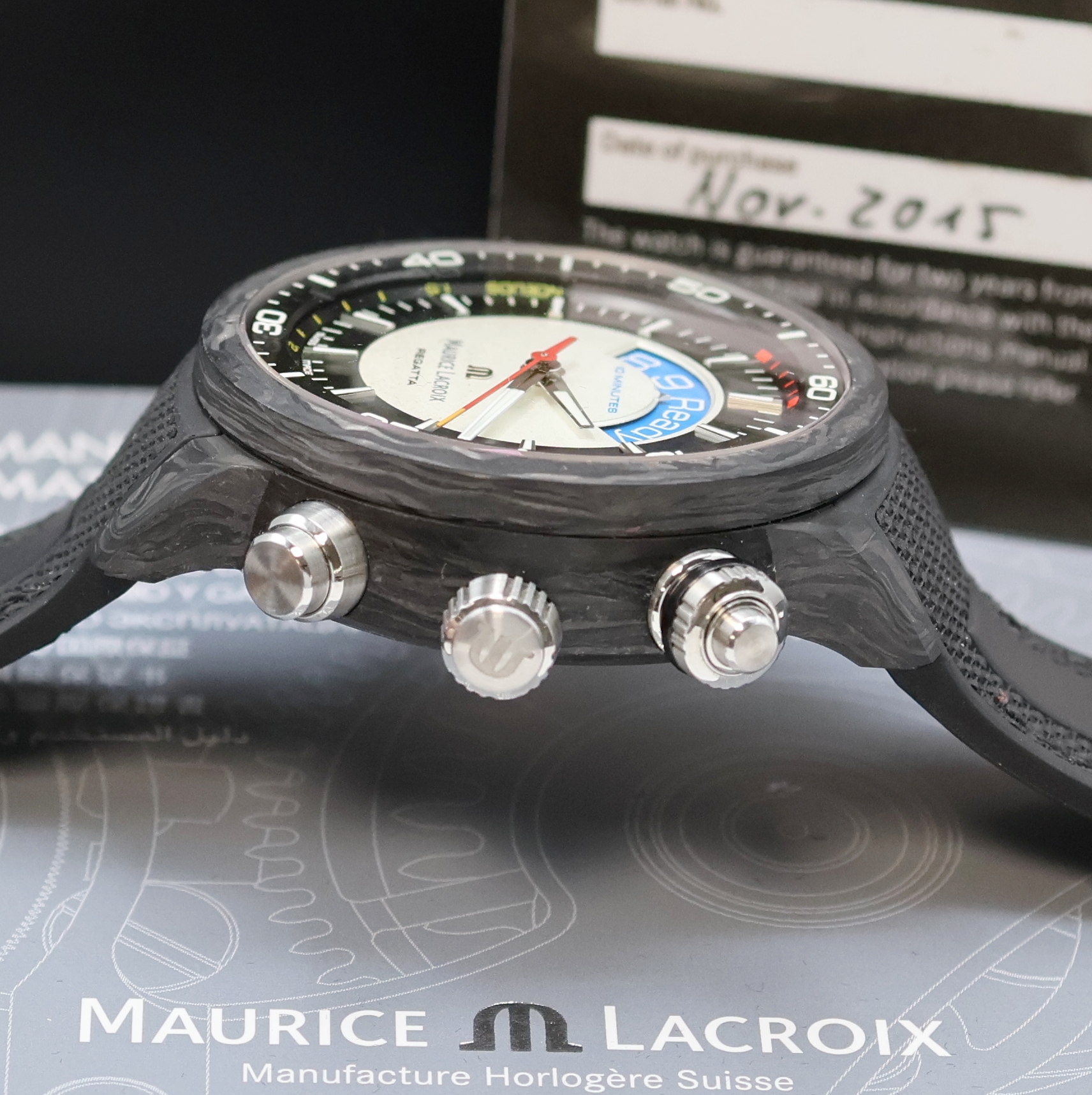 Detail c: MAURICE LACROIX Pontos S Regatta auf 125 Stück limitierte Herrenarmbanduhr Referenz PT6019, Schweiz um 2015, Automatik, Carbon- Geh. inkl. orig. ...