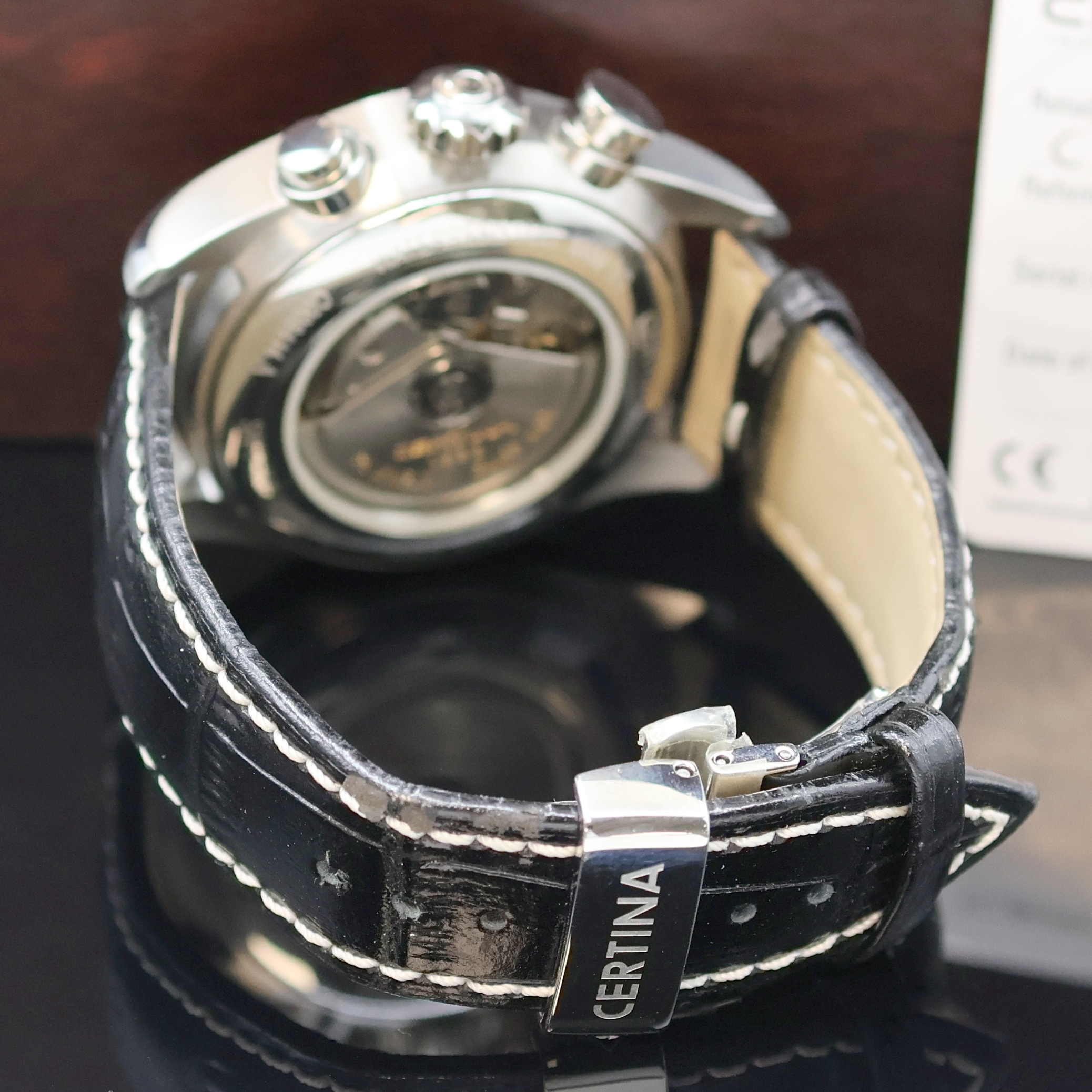 Detail b: CERTINA DS-1 Herrenchronograph Referenz C006414 A, Schweiz um 2016, Automatik, beids. vergl. Geh. inkl. orig. Lederband m. dopp. Faltschl., Boden ...