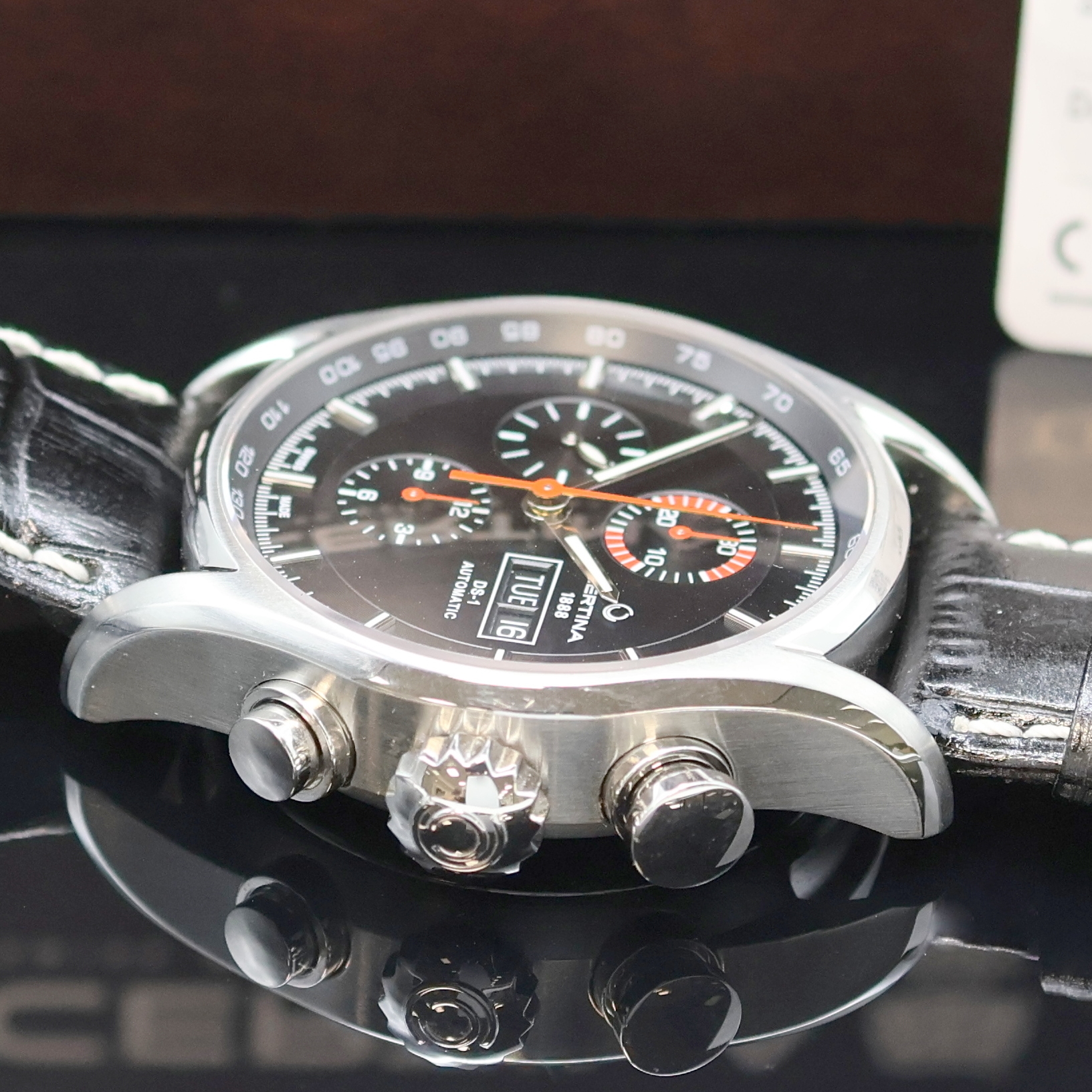Detail c: CERTINA DS-1 Herrenchronograph Referenz C006414 A, Schweiz um 2016, Automatik, beids. vergl. Geh. inkl. orig. Lederband m. dopp. Faltschl., Boden ...