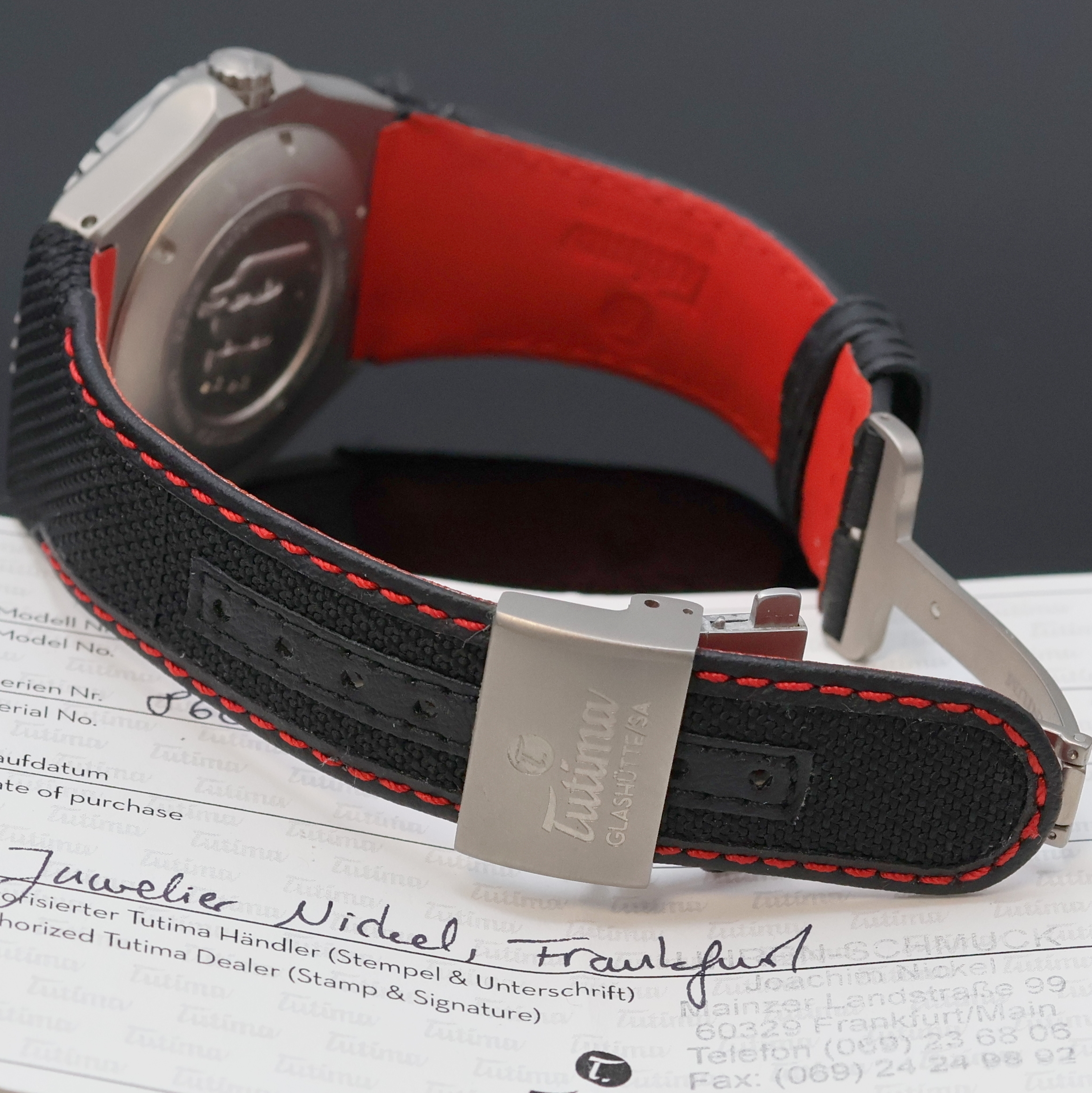 Detail b: TUTIMA M2 Seven Seas Herrenarmbanduhr in Titan Referenz 6151-01, Deutschland verk. lt. Garantie 09/2016, Automatik, Boden u. Krone verschr., ...