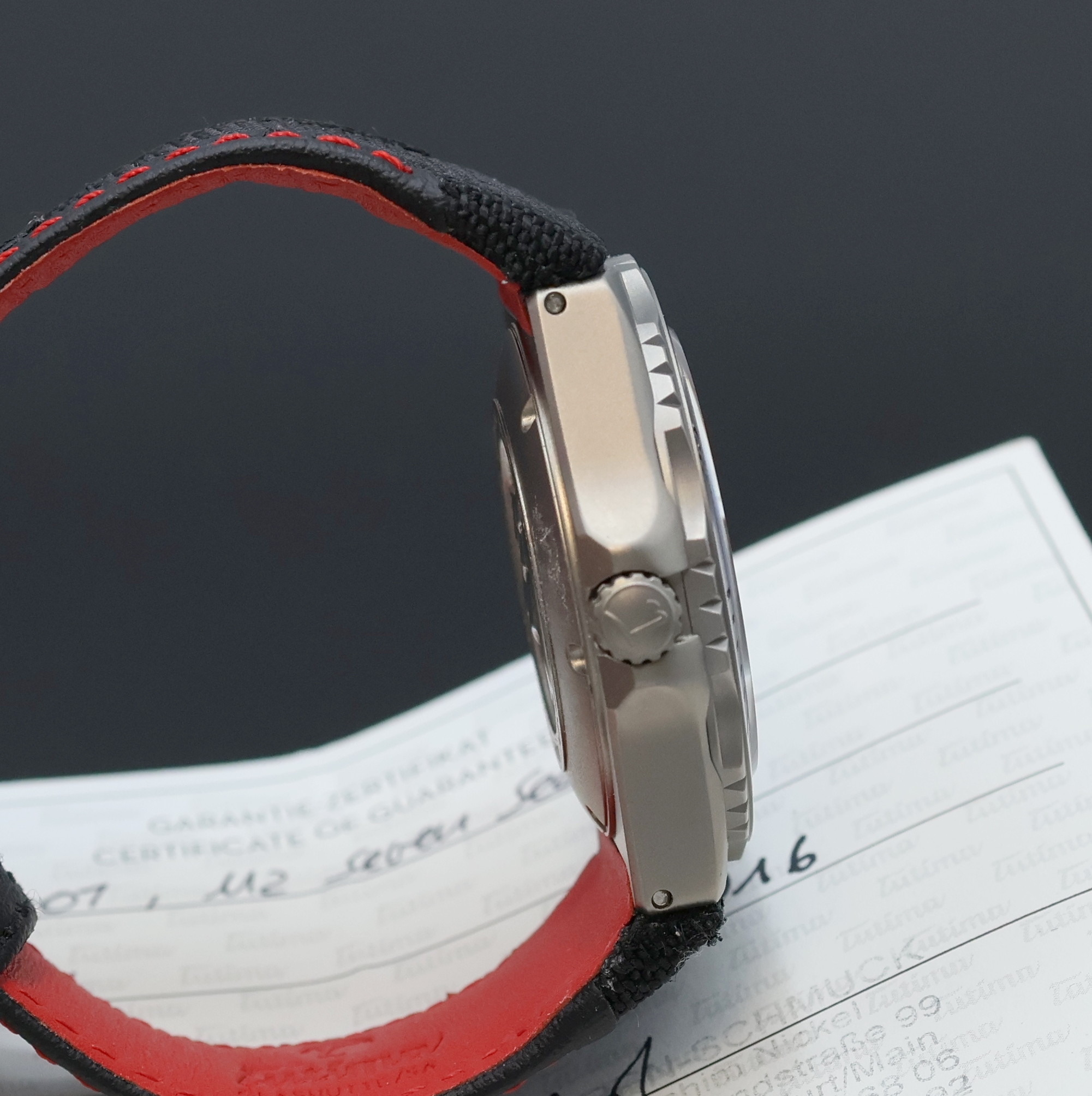 Detail c: TUTIMA M2 Seven Seas Herrenarmbanduhr in Titan Referenz 6151-01, Deutschland verk. lt. Garantie 09/2016, Automatik, Boden u. Krone verschr., ...