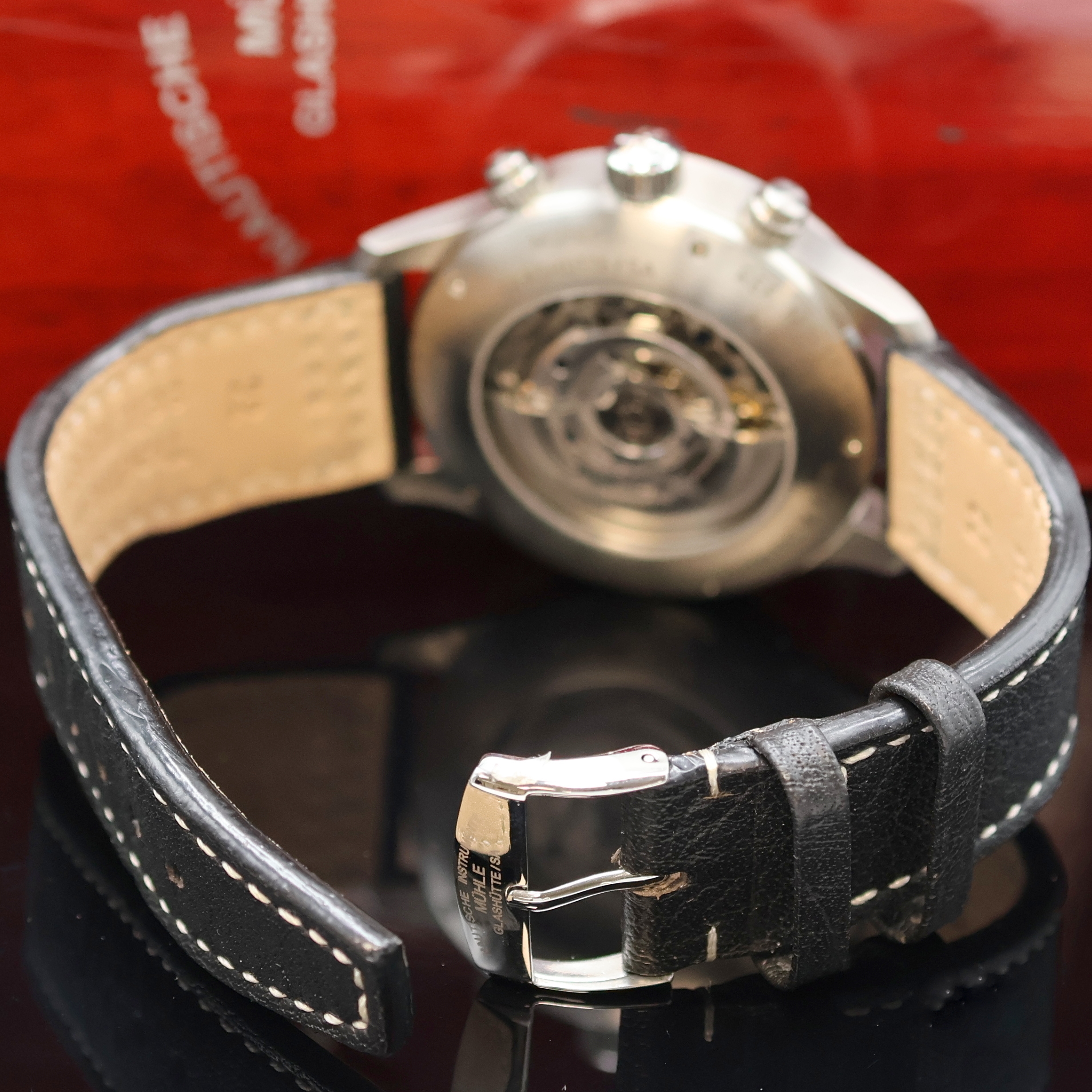 Detail b: NAUTISCHE INSTRUMENTE MÜHLE GLASHÜTTE SA Terrasport I Armbandchronograph Referenz M1-37-70, Deutschland um 2015, Automatik, beids. vergl. ...
