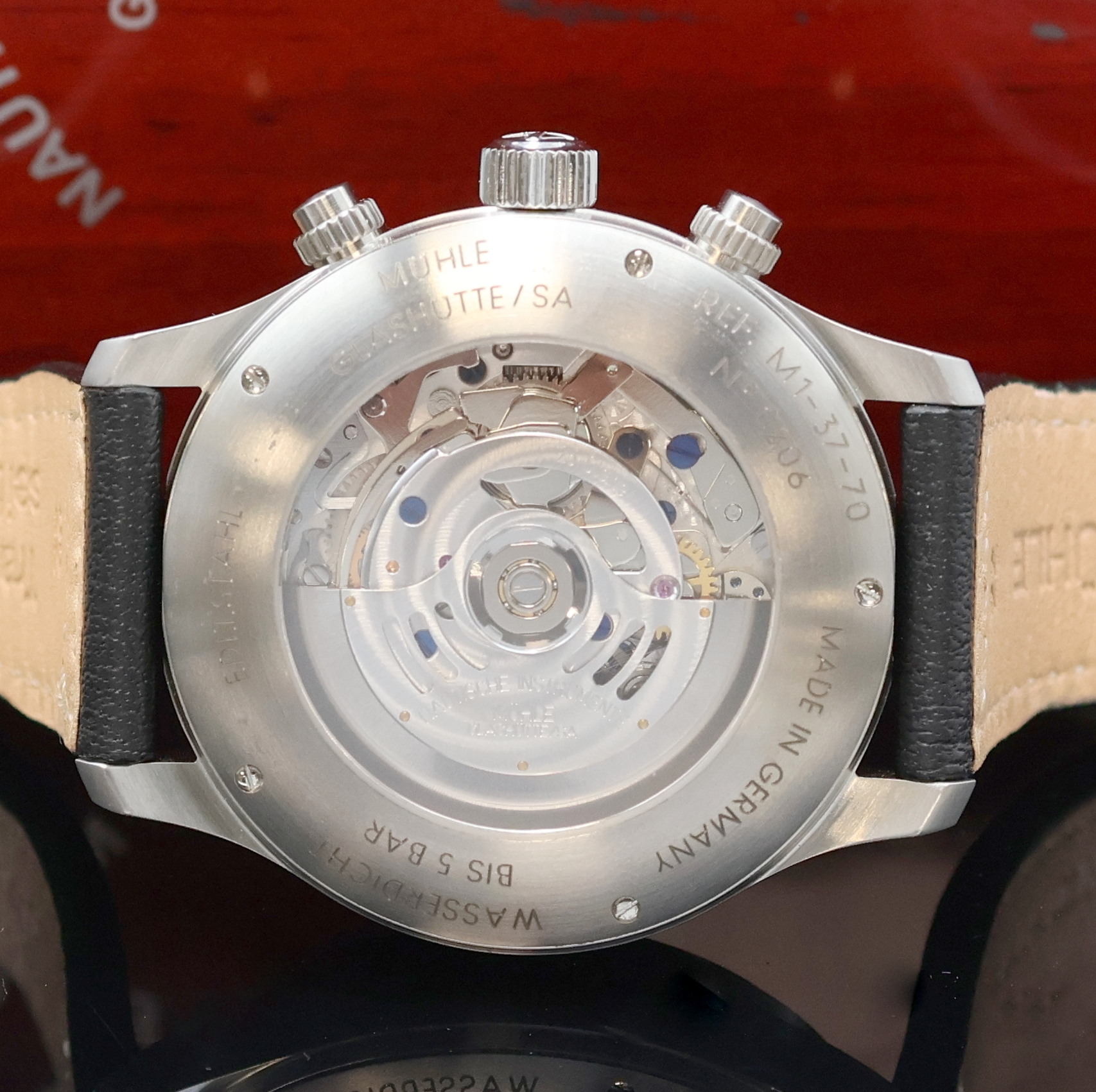 Detail d: NAUTISCHE INSTRUMENTE MÜHLE GLASHÜTTE SA Terrasport I Armbandchronograph Referenz M1-37-70, Deutschland um 2015, Automatik, beids. vergl. ...