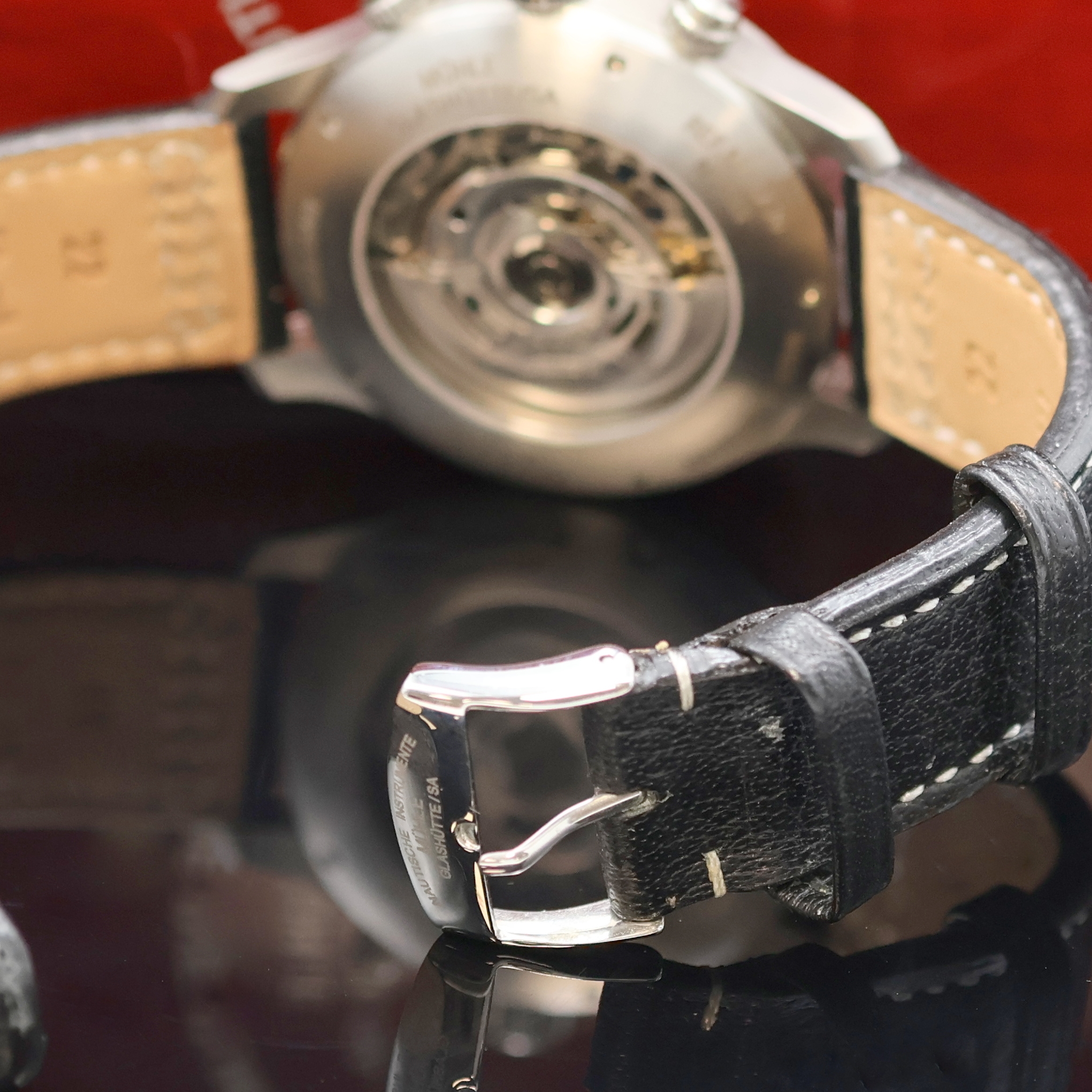 Detail b: MÜHLE GLASHÜTTE Armbandchronograph Terrasport I Referenz M1-37-70-LB, Automatik, Deutschland/Schweiz um 2020, Edelstahlgeh. inkl. orig. Lederband ...