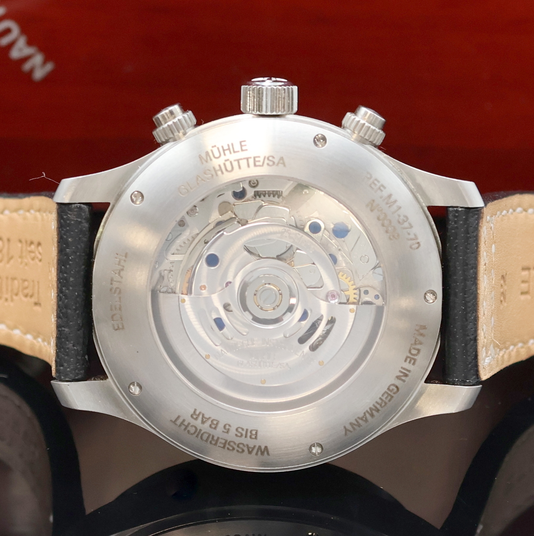 Detail d: MÜHLE GLASHÜTTE Armbandchronograph Terrasport I Referenz M1-37-70-LB, Automatik, Deutschland/Schweiz um 2020, Edelstahlgeh. inkl. orig. Lederband ...