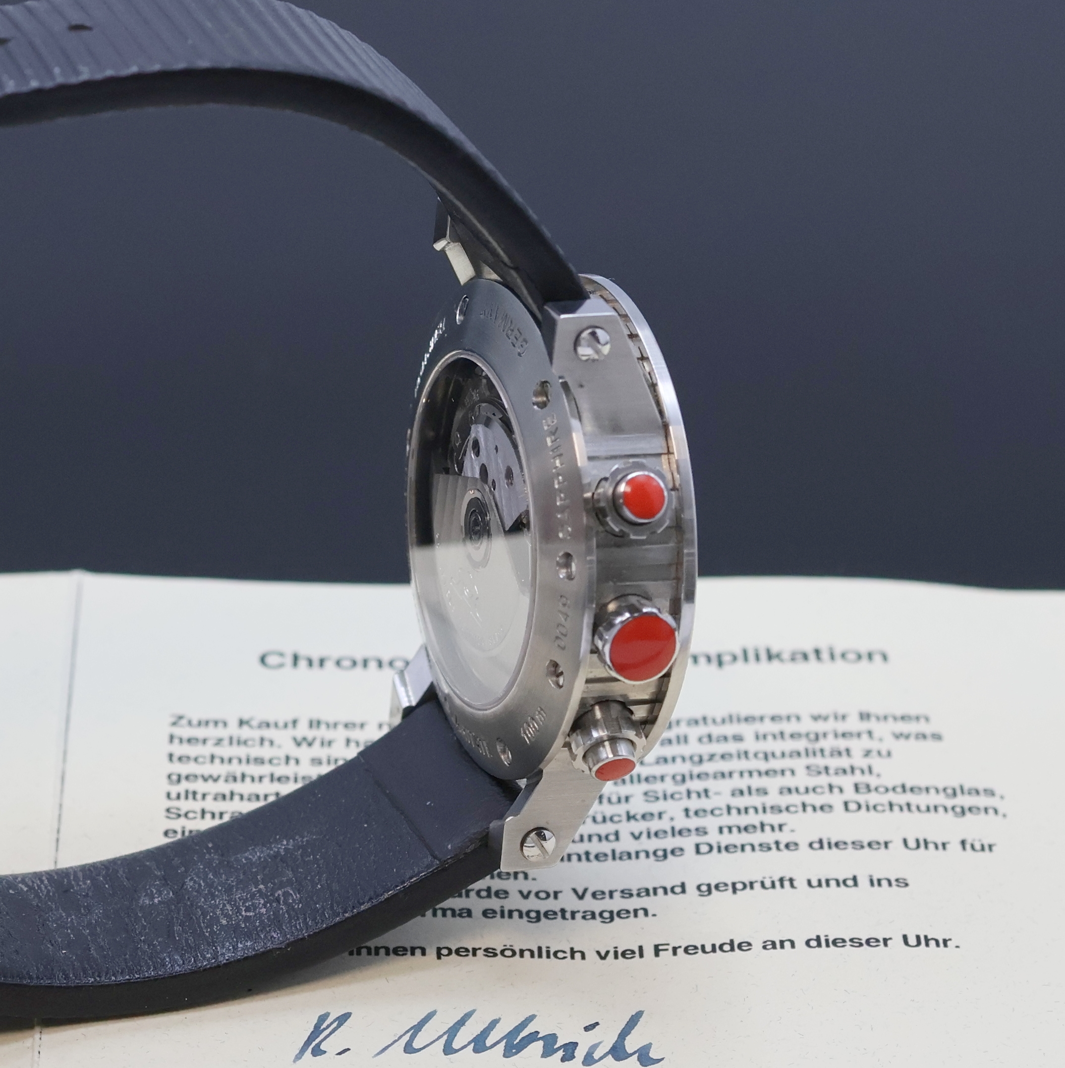 Detail c: TEMPTION Armbandchronograph Referenz CGK204, Automatik, Edelstahlgeh. inkl. orig. Lederband m. orig. Faltschl., beids. vergl., Boden 7-fach verschr., ...
