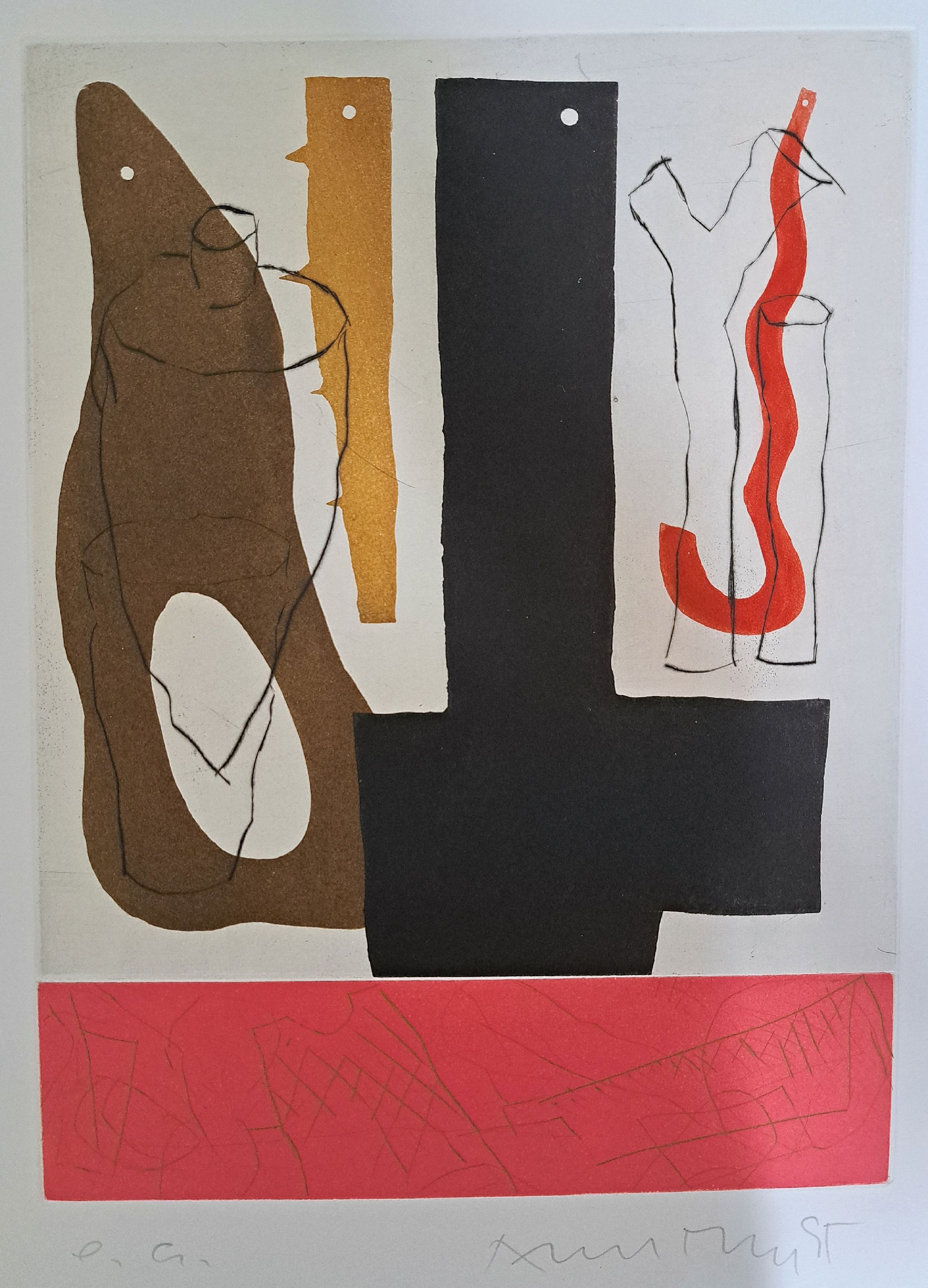 Albert Merz, geb. 1942 Unterägeri, Radierung, abstrakte Komposition, epreuve d'artiste, signiert und datiert 1995, Blatt 62x50 cm