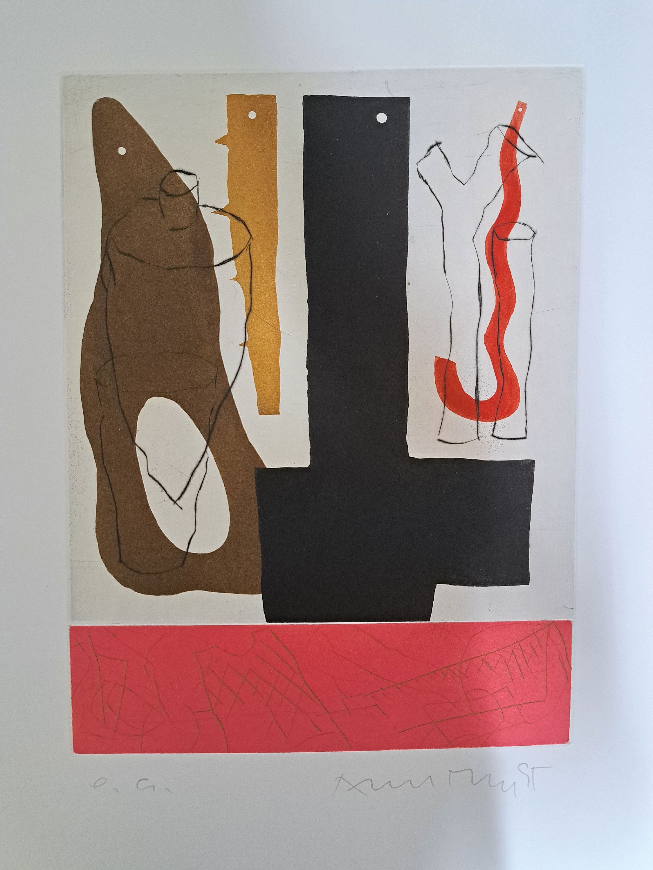 Detail k: Albert Merz, geb. 1942 Unterägeri, Radierung, abstrakte Komposition, epreuve d'artiste, signiert und datiert 1995, Blatt 62x50 cm