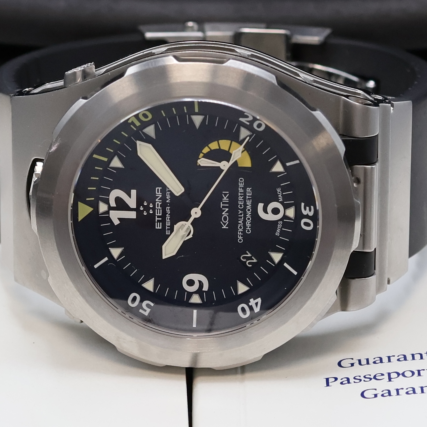 Detail a: ETERNA-MATIC Armbandchronometer Kontiki Diver Referenz 1594.44, Automatik, teilw. PVD- beschichtetes Edelstahlgeh. inkl. orig. Kautschukband m. ...