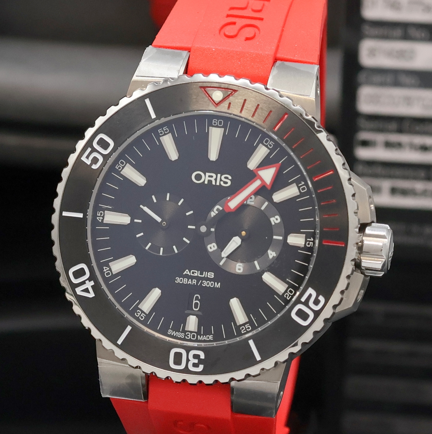 Detail a: ORIS AQUIS Herrenarmbanduhr Regulateur "Der Meistertaucher" Referenz 7734, Automatik, Titangeh. inkl. orig. Kautschukband m. Faltschl., ...