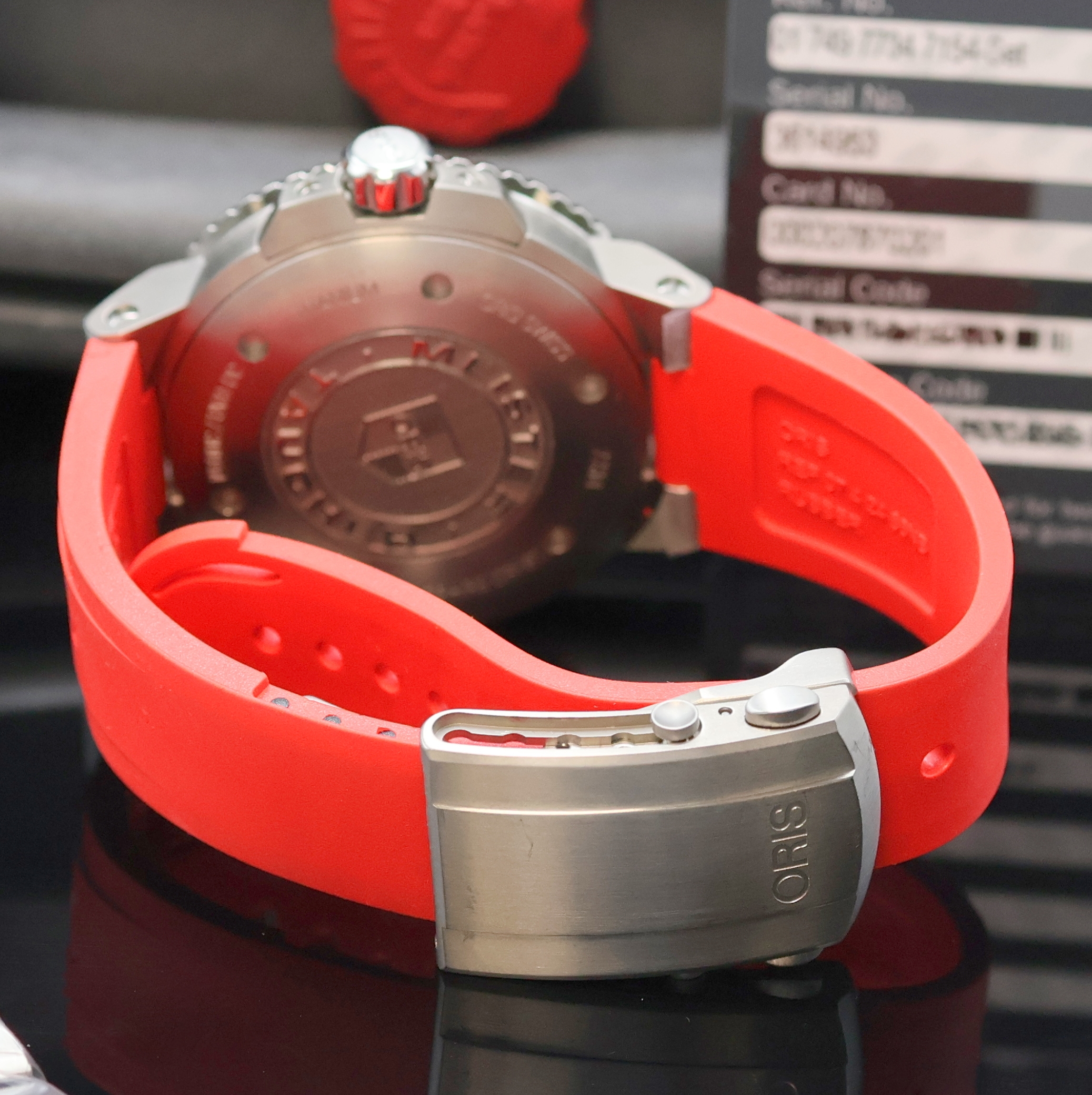 Detail b: ORIS AQUIS Herrenarmbanduhr Regulateur "Der Meistertaucher" Referenz 7734, Automatik, Titangeh. inkl. orig. Kautschukband m. Faltschl., ...