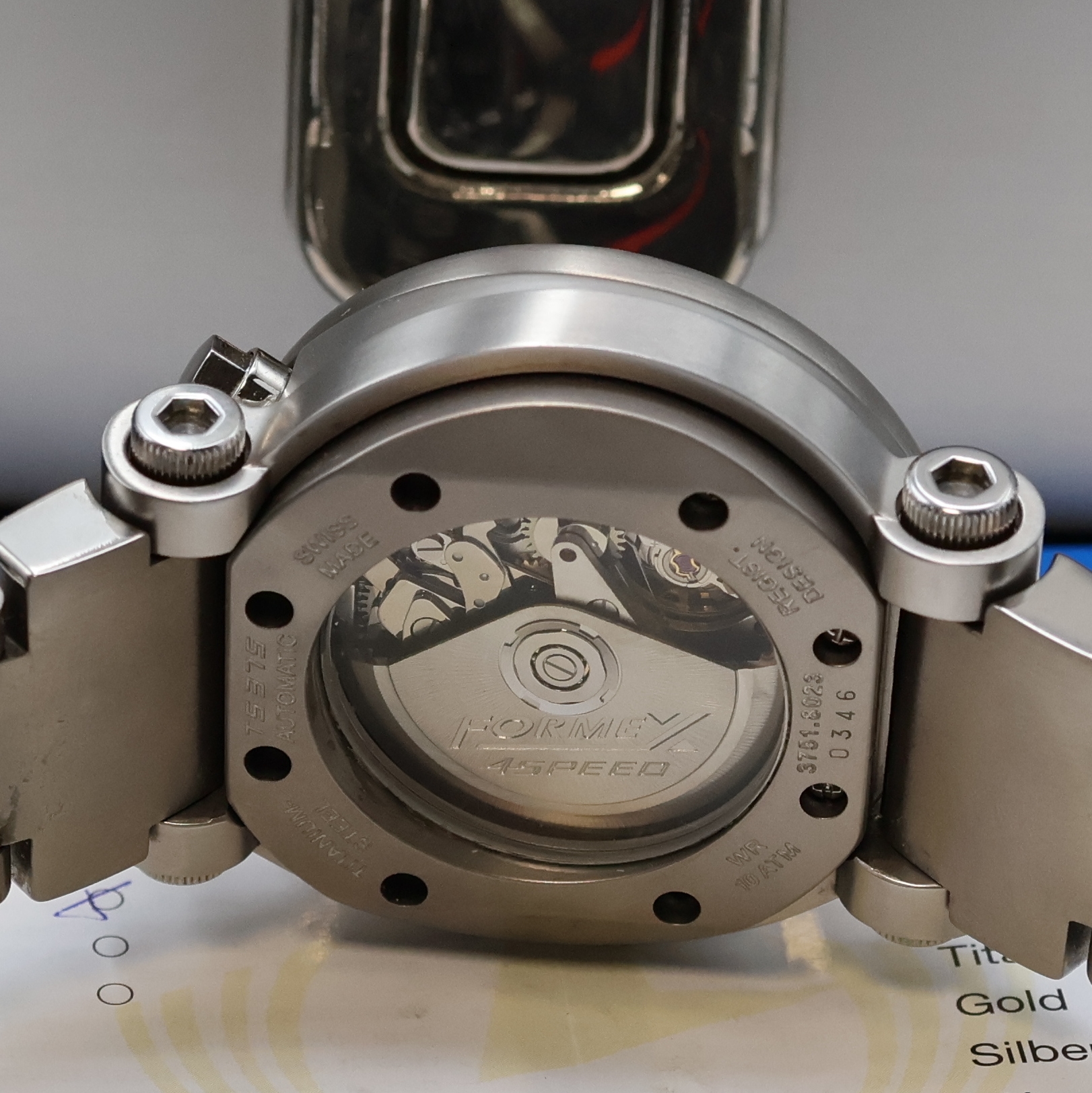 Detail f: FORMEX 4Speed Armbandchronograph Referenz 3751.8023, Automatik, beids. vergl. Stahl/Titangeh. inkl. Gliederband m. Faltschl., Boden 8-fach verschr., ...
