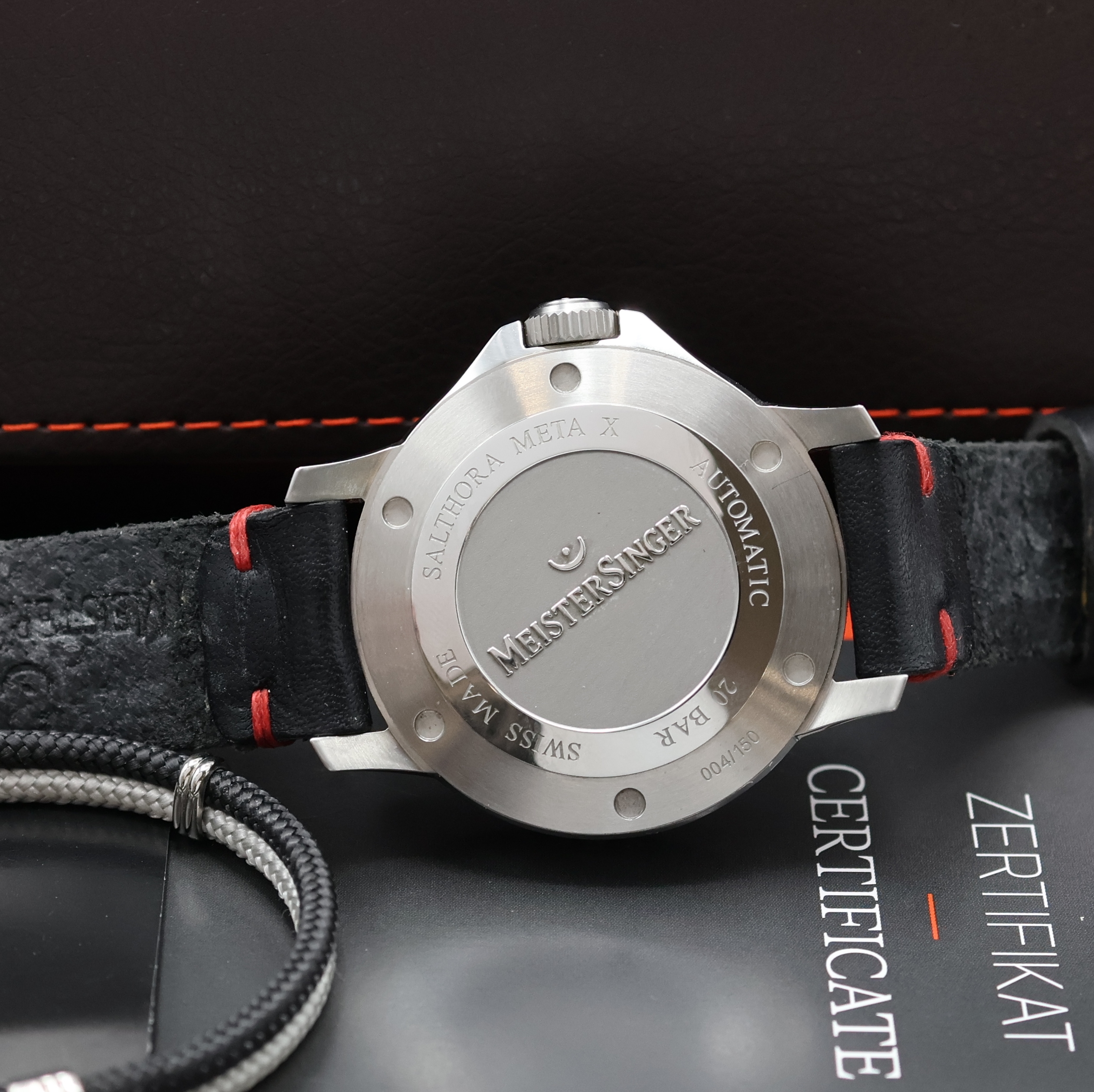 Detail d: MEISTERSINGER seltene, auf 150 Stück limitierte Einzeiger-Herrenarmbanduhr Salthora Meta X Transparent Referenz SAMX902TR, Automatik, Schweiz um ...