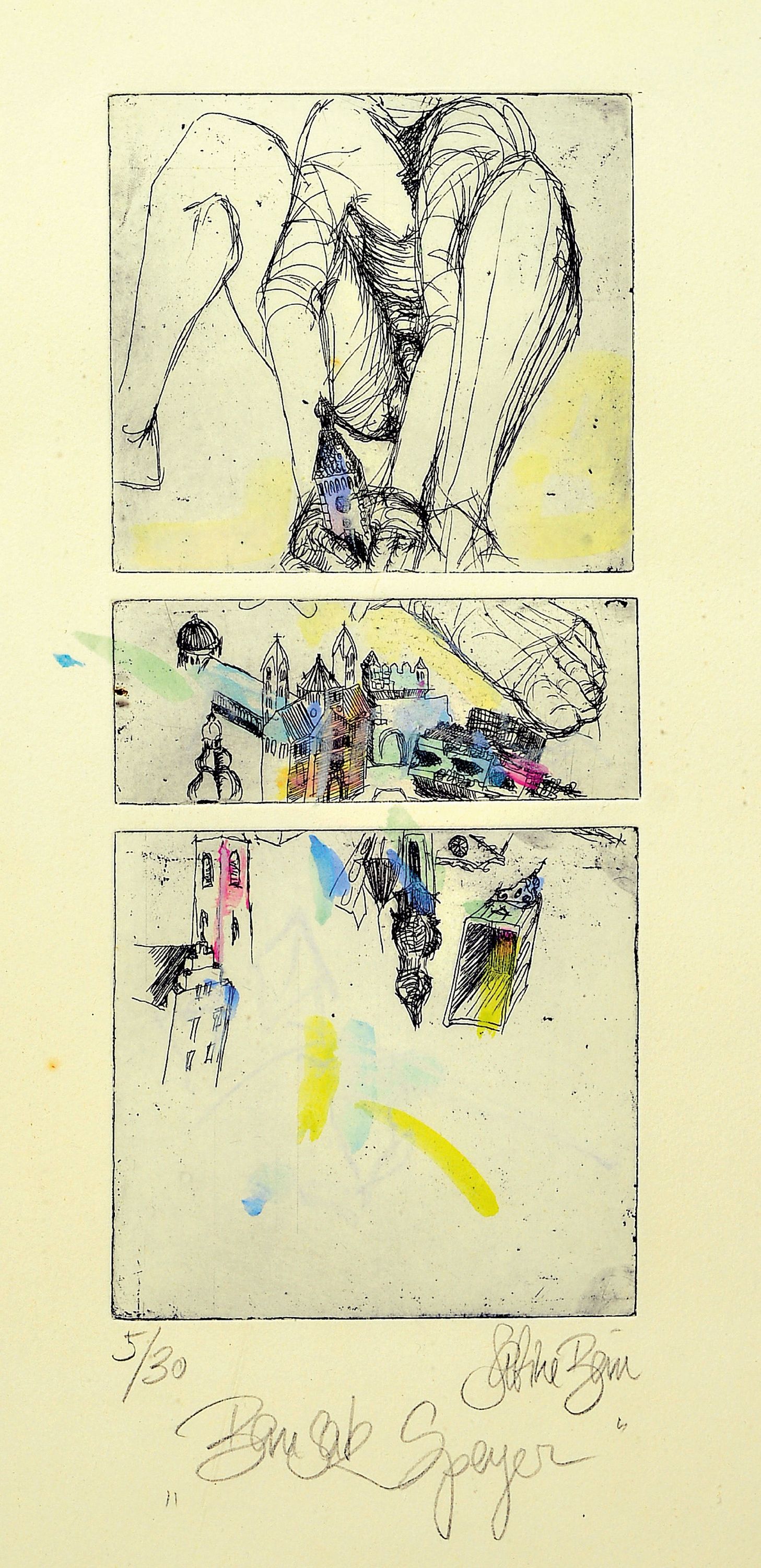 Image 26974094 - Sabine Bein, speyerer Künstlerin, 2 Radierungen zum Thema Speyer, 1x ´Auf der ...