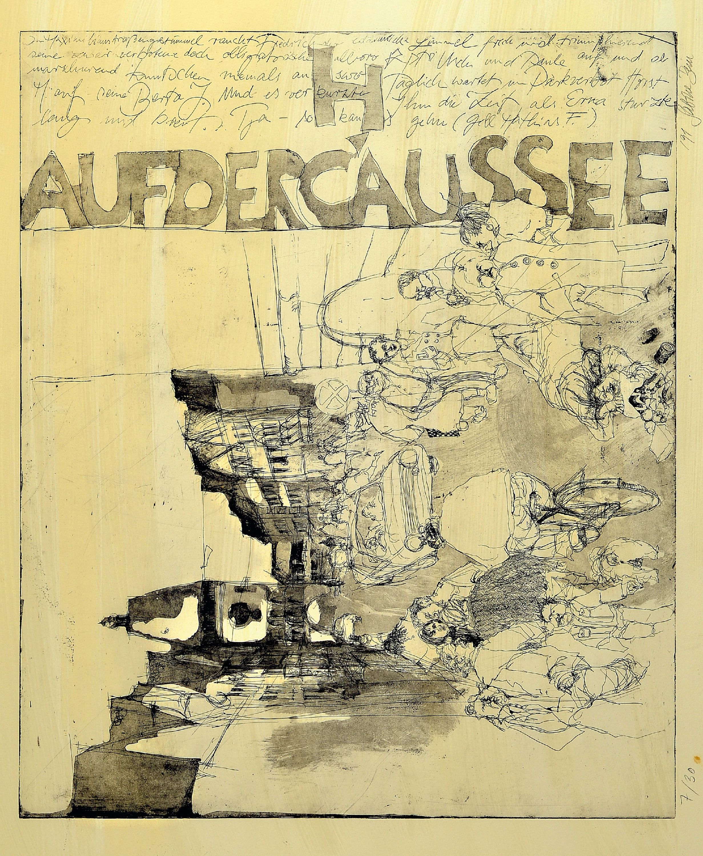 Detail a: Sabine Bein, speyerer Künstlerin, 2 Radierungen zum Thema Speyer, 1x "Auf der Chaussee", Blick entlang der Maximilianstraße,Ed. 7/30, ...