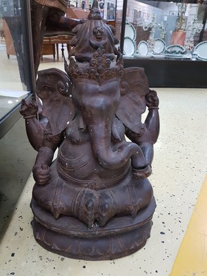 26974013a - Großer sitzender Ganesha, wohl, Indien, Kupfer-Messing-Legierung, dünnwandig, ...