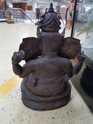 26974013b - Großer sitzender Ganesha, wohl, Indien, Kupfer-Messing-Legierung, dünnwandig, ...