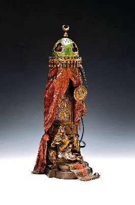 Image 26974039 - Kleine Tischlampe/Wiener Bronze, Bergmann, um 1900, musizierende Orientalin unter ...