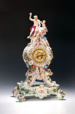 Image 26974050 - Prunkpendule mit Postament, Meissen, um 1880/85, Porzellan, allegorische Darstellung, ...