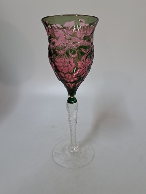 26974070d - Weinglas, Stevens & Williams, Stourbridge, England, um 1900, farbloses Glas, Kuppa ...