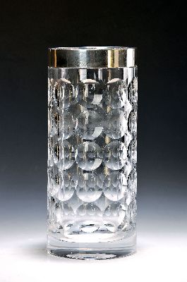 Image 26974099 - Große Kristallvase mit Silbermontur, deutsch, schweres Kristallglas, mit ...